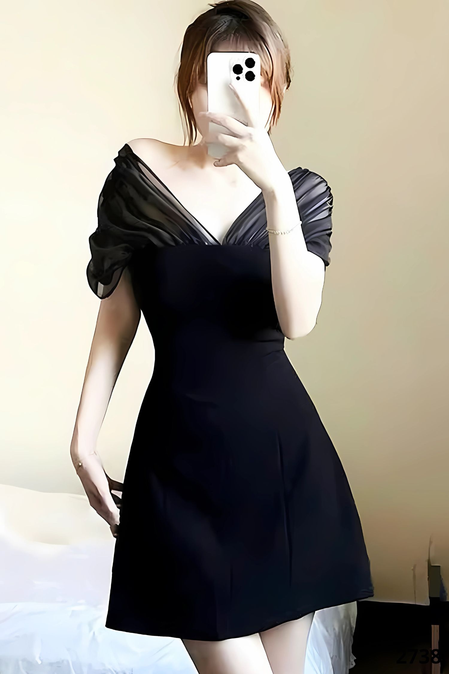 Đầm Xòe Dáng Chữ A Phối Lưới Sang Trọng - 2738 (2738) chụp thực tế - Thời Trang Minh Ngọc